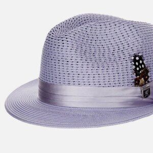Stacy Adams   LAVENDER Dublin Sewn Braid Fedora Hat SZ LARGE.  7 1/4